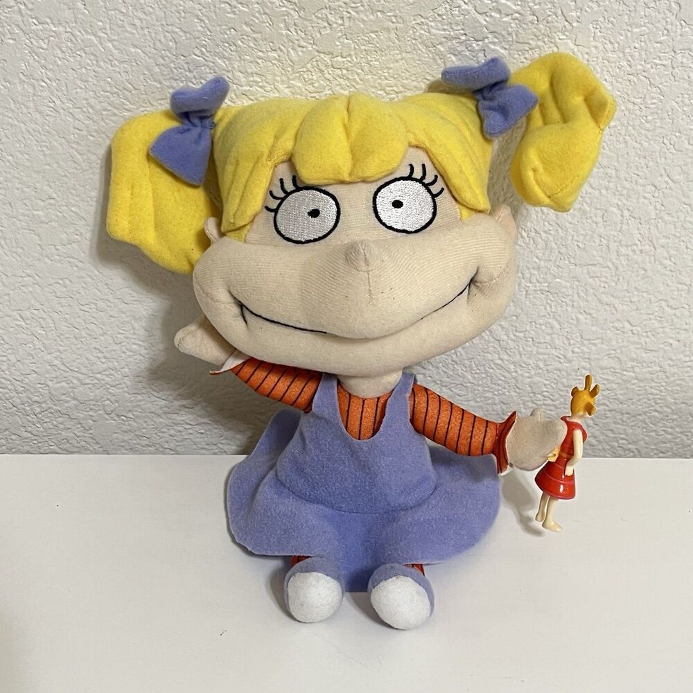 Vintage Mattel Viacom Rugrats Angelica Plush Doll Toy Holding Cynthia Doll 1998